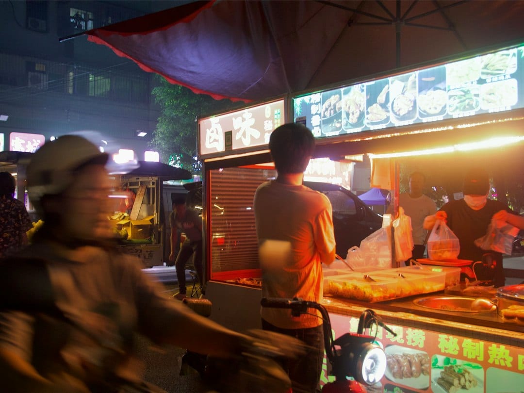 Oyster omelette at a night market food stall