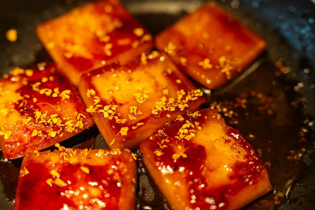 Traditional sticky rice cake with orange zest