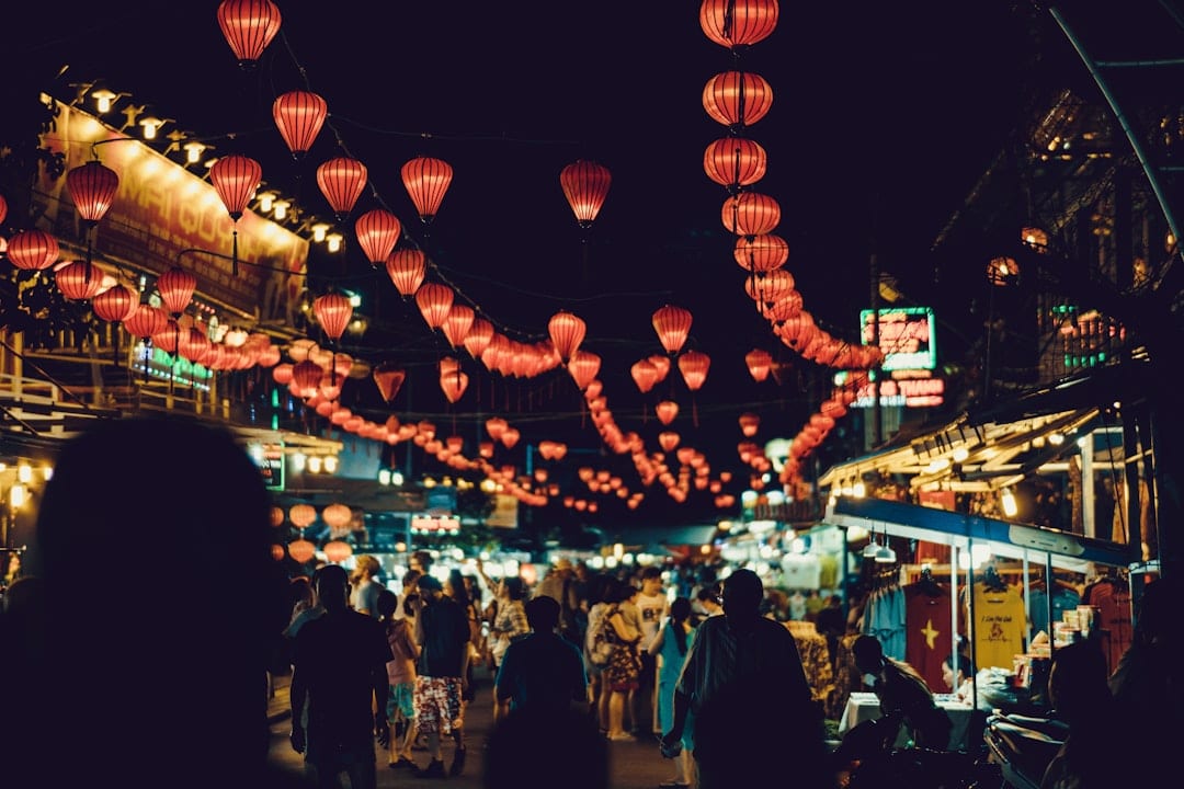 Chinese street food market at night