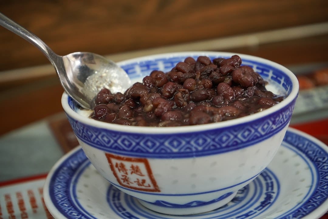 Bowl of sweet red bean dessert soup