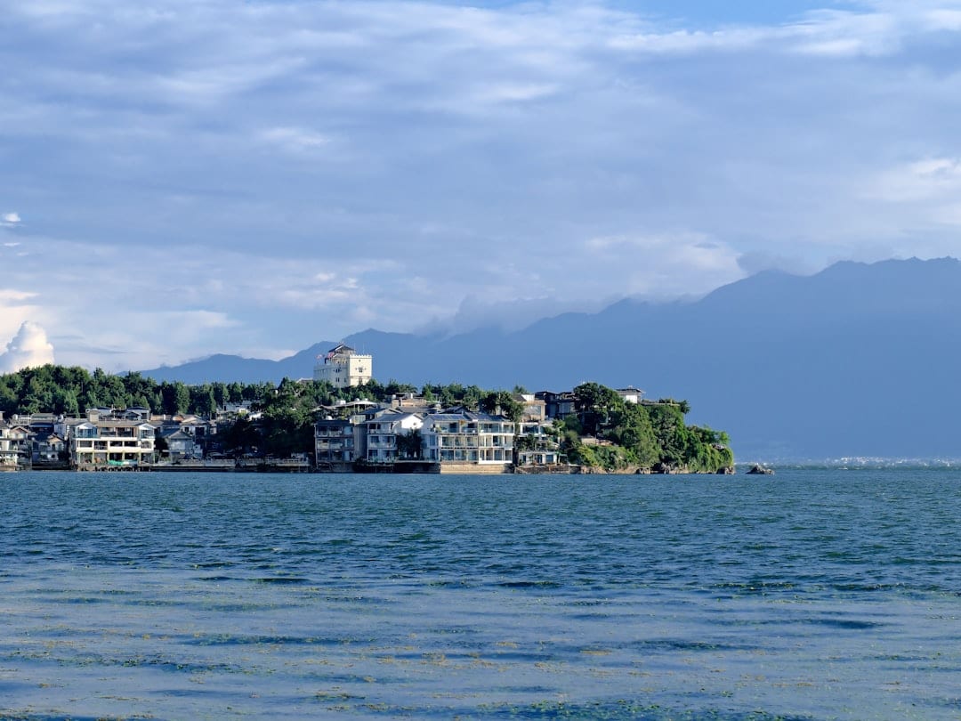 Erhai Lake in Dali with mountains in the distance