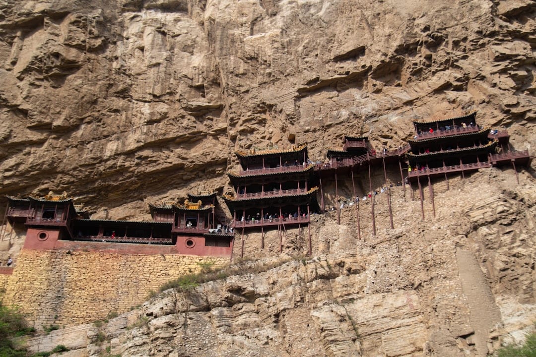 Dunhuang Mogao Caves built into desert cliff