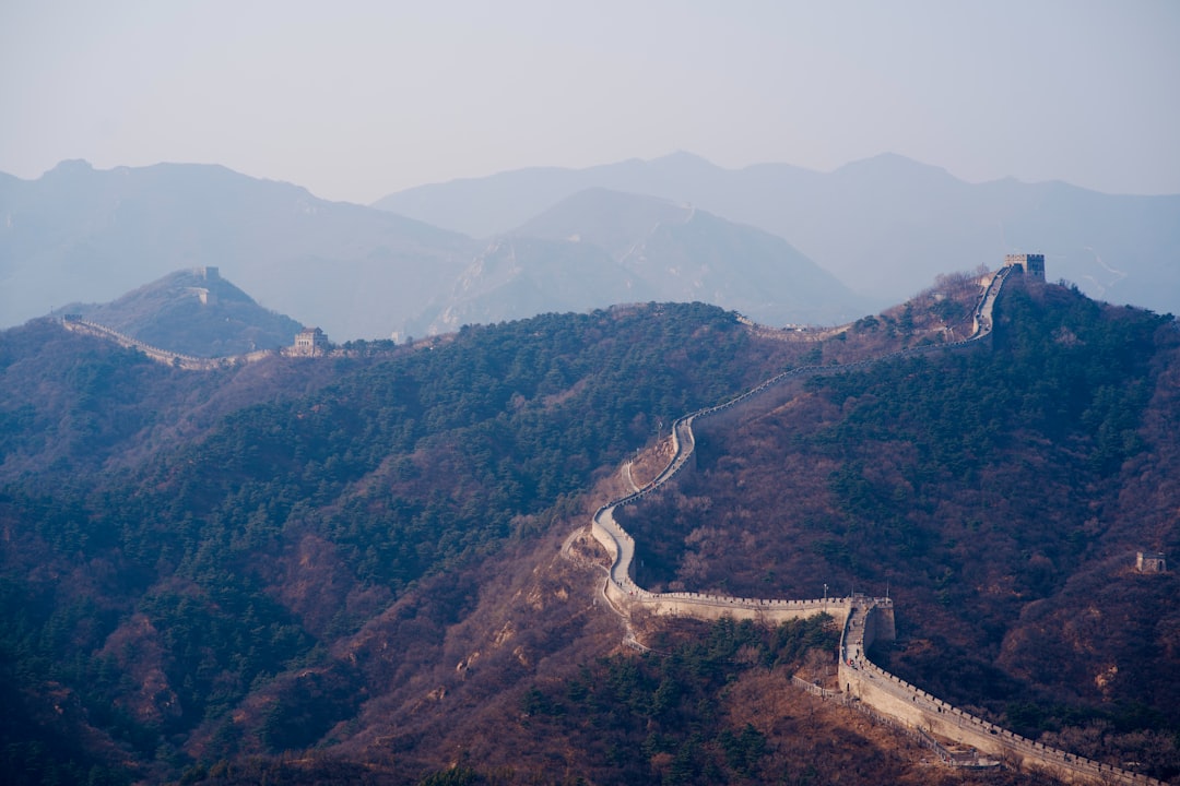 The Great Wall of China winding through mountains