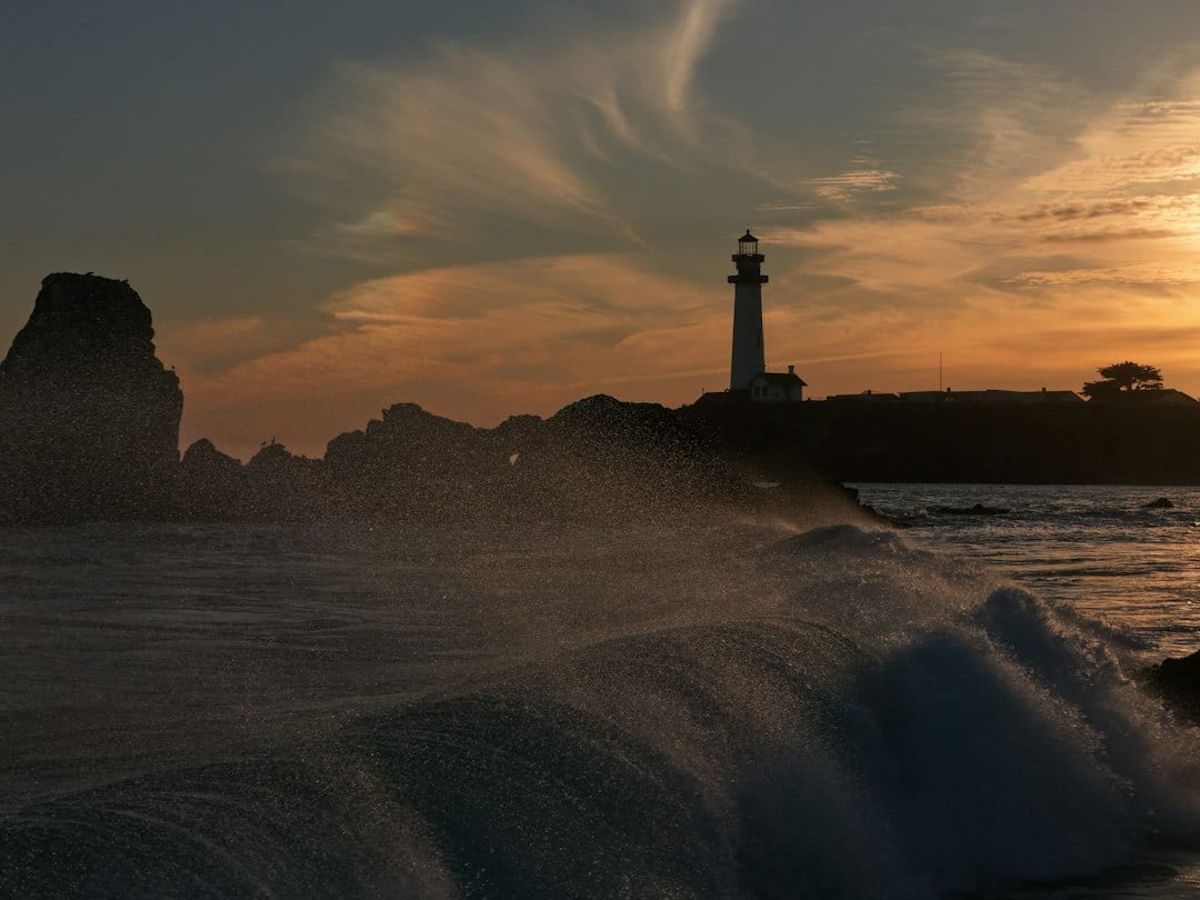 Nanao Island coastline at golden hour with lighthouse