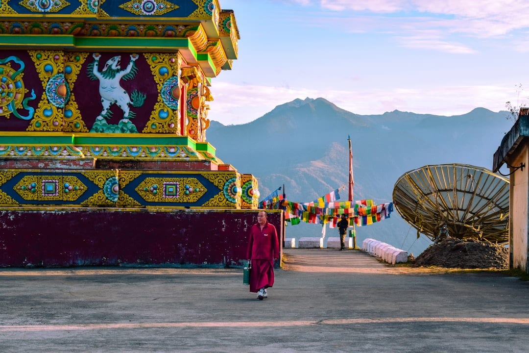Ta'er Monastery with red and yellow temple buildings
