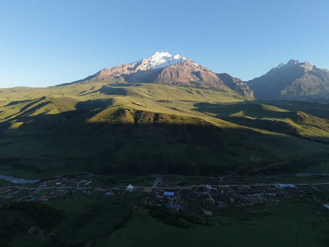 Tibetan plateau mountain village landscape